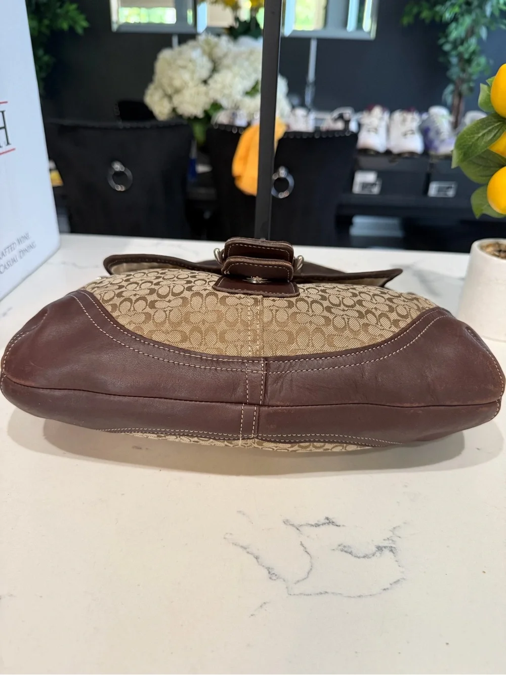 Coach SoHo Signature  Canvas and Leather Shoulder Bag in Brown
